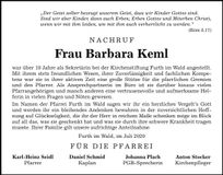 Traueranzeige Barbara Keml