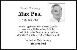 Traueranzeige Max Pusl