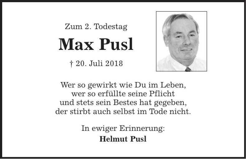 Traueranzeige Max Pusl