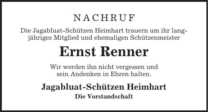 Traueranzeige Ernst Renner