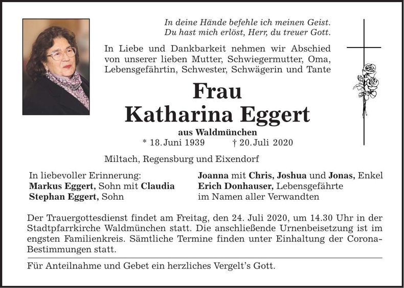 Traueranzeige Katharina Eggert