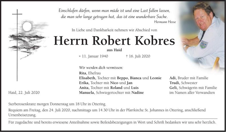 Traueranzeige Robert Kobres