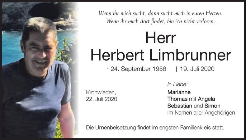 Traueranzeige Herbert Limbrunner