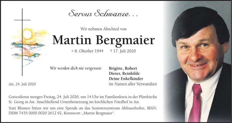 Traueranzeige Martin Bergmaier