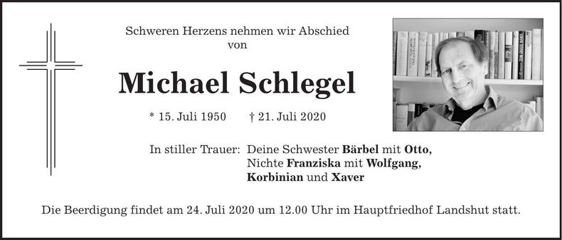 Traueranzeige Michael Schlegel