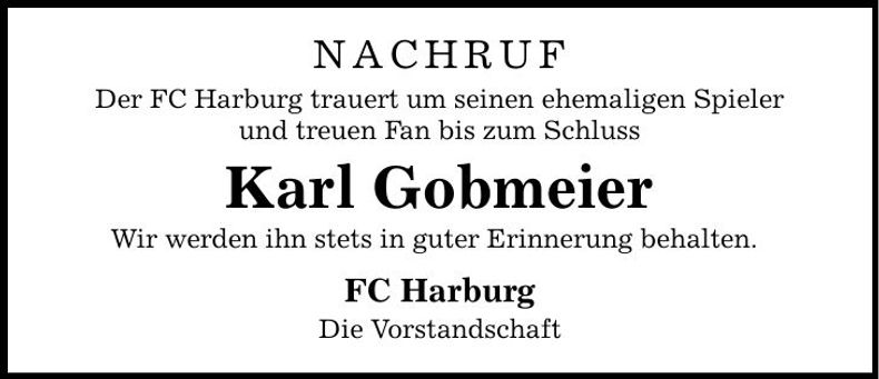 Traueranzeige Karl Gobmeier