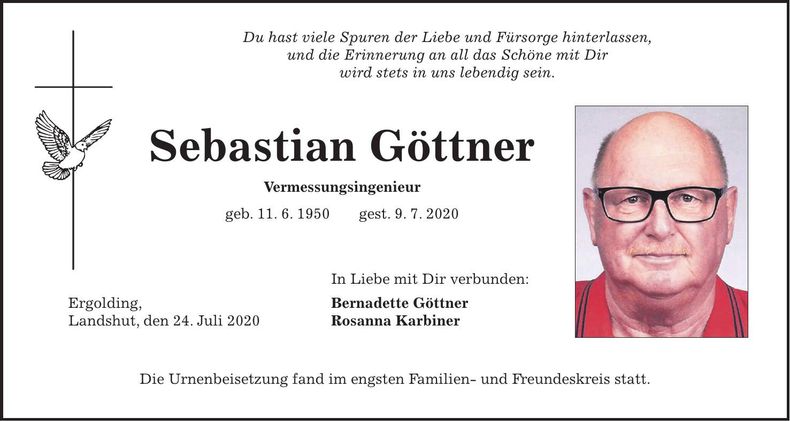 Traueranzeige Sebastian Göttner