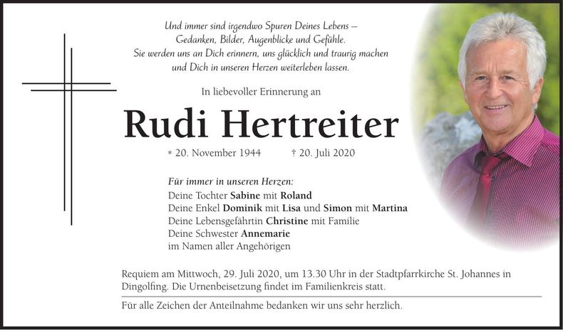 Traueranzeige Rudi Hertreiter