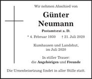 Traueranzeige Günter Neumann