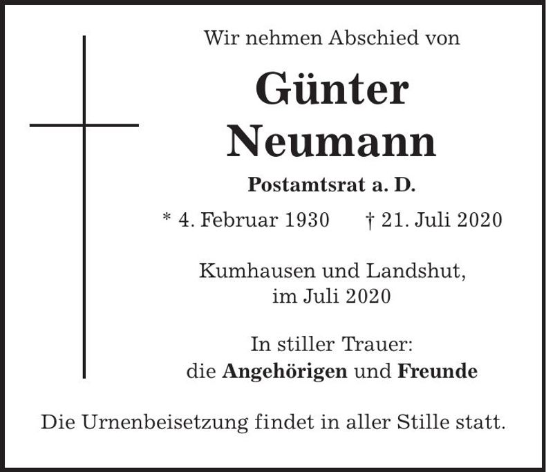 Traueranzeige Günter Neumann