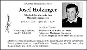 Traueranzeige Josef Holzinger