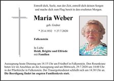 Traueranzeige Maria Weber