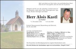 Traueranzeige Alois Kastl
