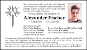 Traueranzeige Alexander Fischer