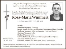 Traueranzeige Rosa-Maria Wimmert
