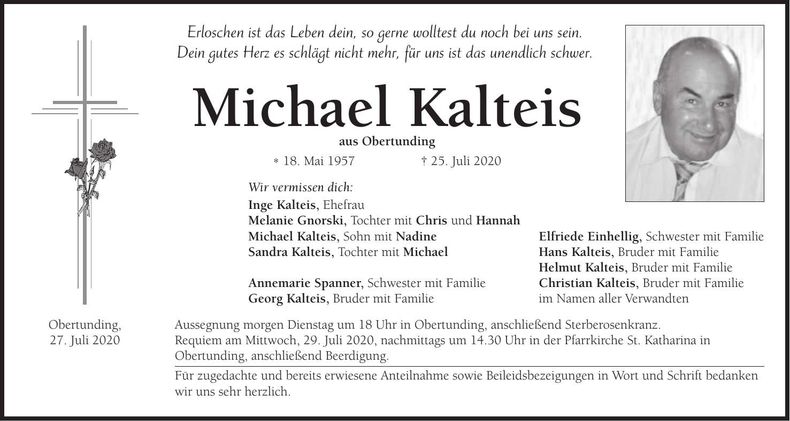 Traueranzeige Michael Kalteis