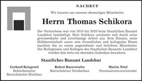 Traueranzeige Thomas Schikora
