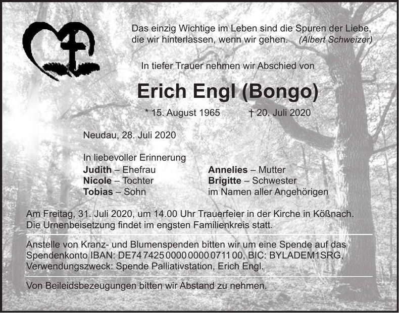 Traueranzeige Erich Engl