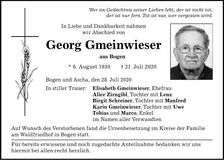 Traueranzeige Georg Gmeinwieser
