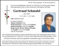 Traueranzeige Gertraud Schmalzl