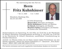 Traueranzeige Fritz Kuhnhäuser