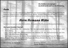 Traueranzeige Hermann Wibbe
