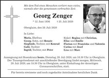 Traueranzeige Georg Zenger