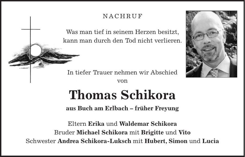 Traueranzeige Thomas Schikora