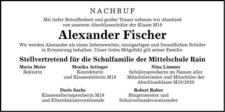 Traueranzeige Alexander Fischer