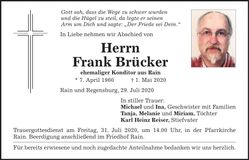 Traueranzeige Frank Brücker