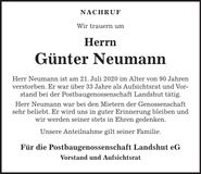 Traueranzeige Günter Neumann