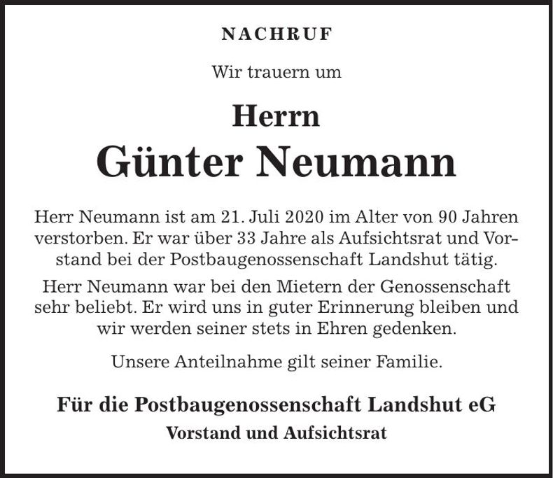 Traueranzeige Günter Neumann