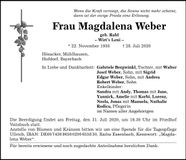 Traueranzeige Magdalena Weber