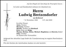 Traueranzeige Ludwig Bretzendorfer