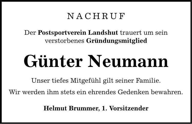 Traueranzeige Günter Neumann
