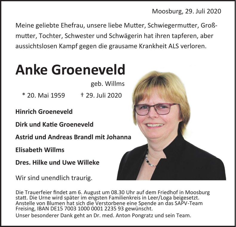Traueranzeige Anke Groeneveld
