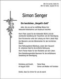 Traueranzeige Simon Senger