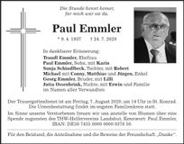 Traueranzeige Paul Emmler
