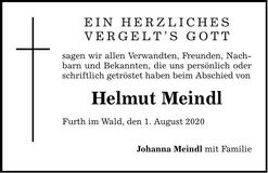 Traueranzeige Helmut Meindl