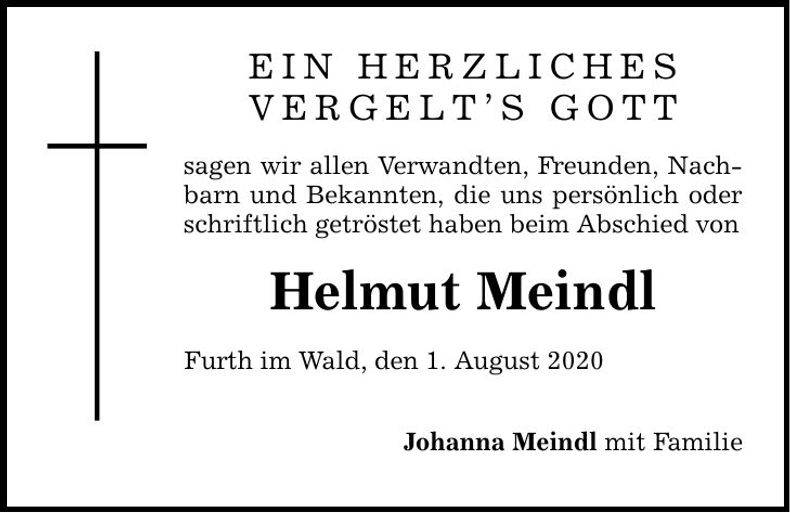 Traueranzeige Helmut Meindl