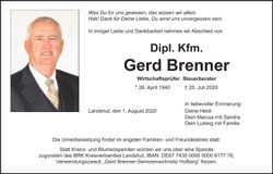Traueranzeige Gerd Brenner