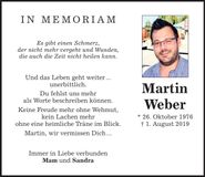 Traueranzeige Martin Weber