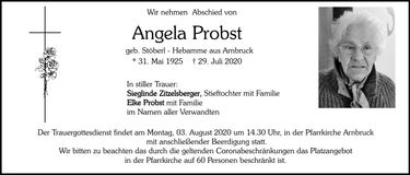 Traueranzeige Angela Probst