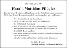 Traueranzeige Harald Matthäus Pflügler