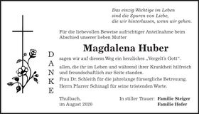 Traueranzeige Magdalena Huber