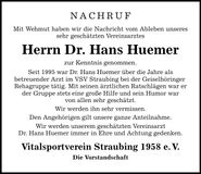 Traueranzeige Hans Huemer