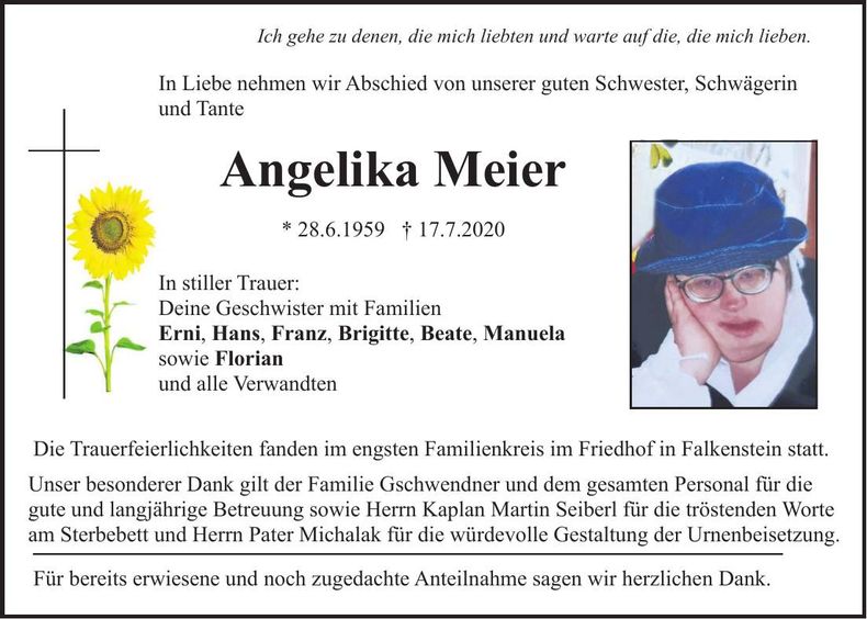 Traueranzeige Angelika Meier