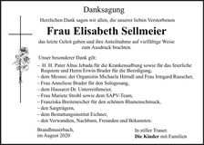 Traueranzeige Elisabeth Sellmeier