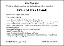 Traueranzeige Maria Handl