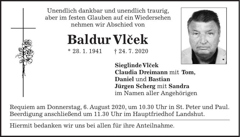 Traueranzeige Baldur Vlcek